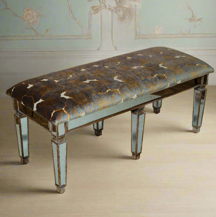 Silver Floral Bench