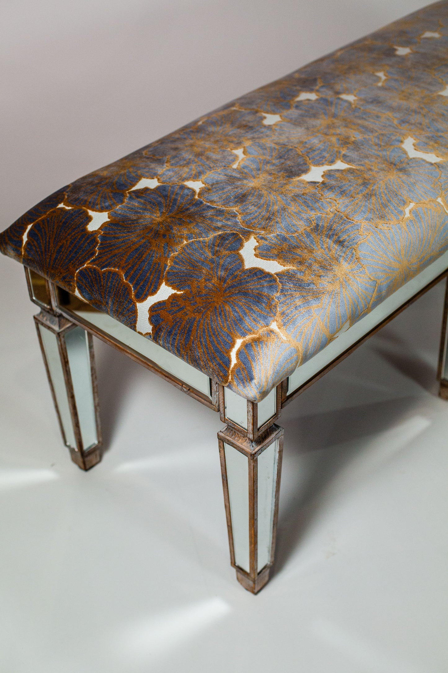Silver Floral Bench