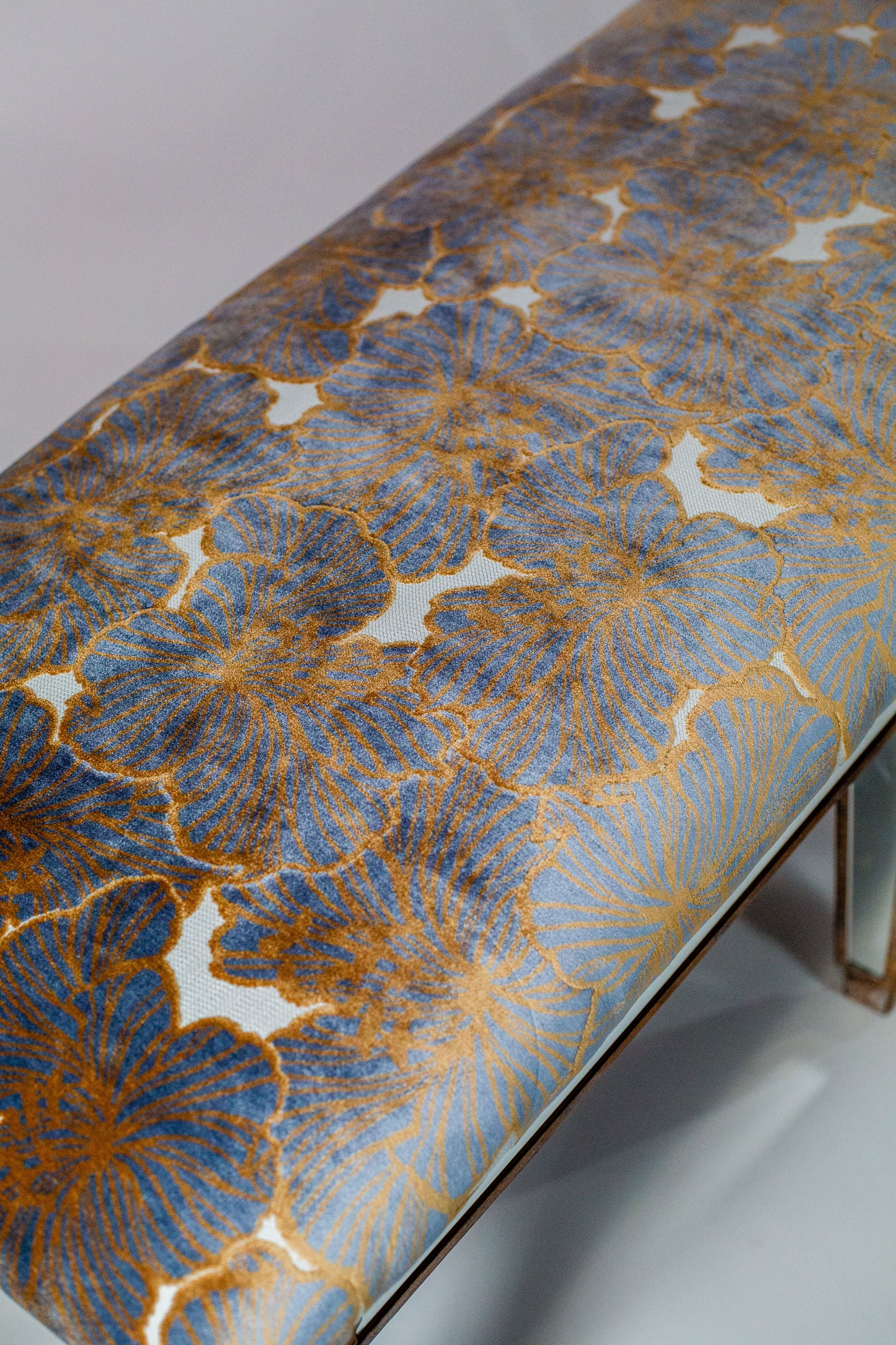 Silver Floral Bench